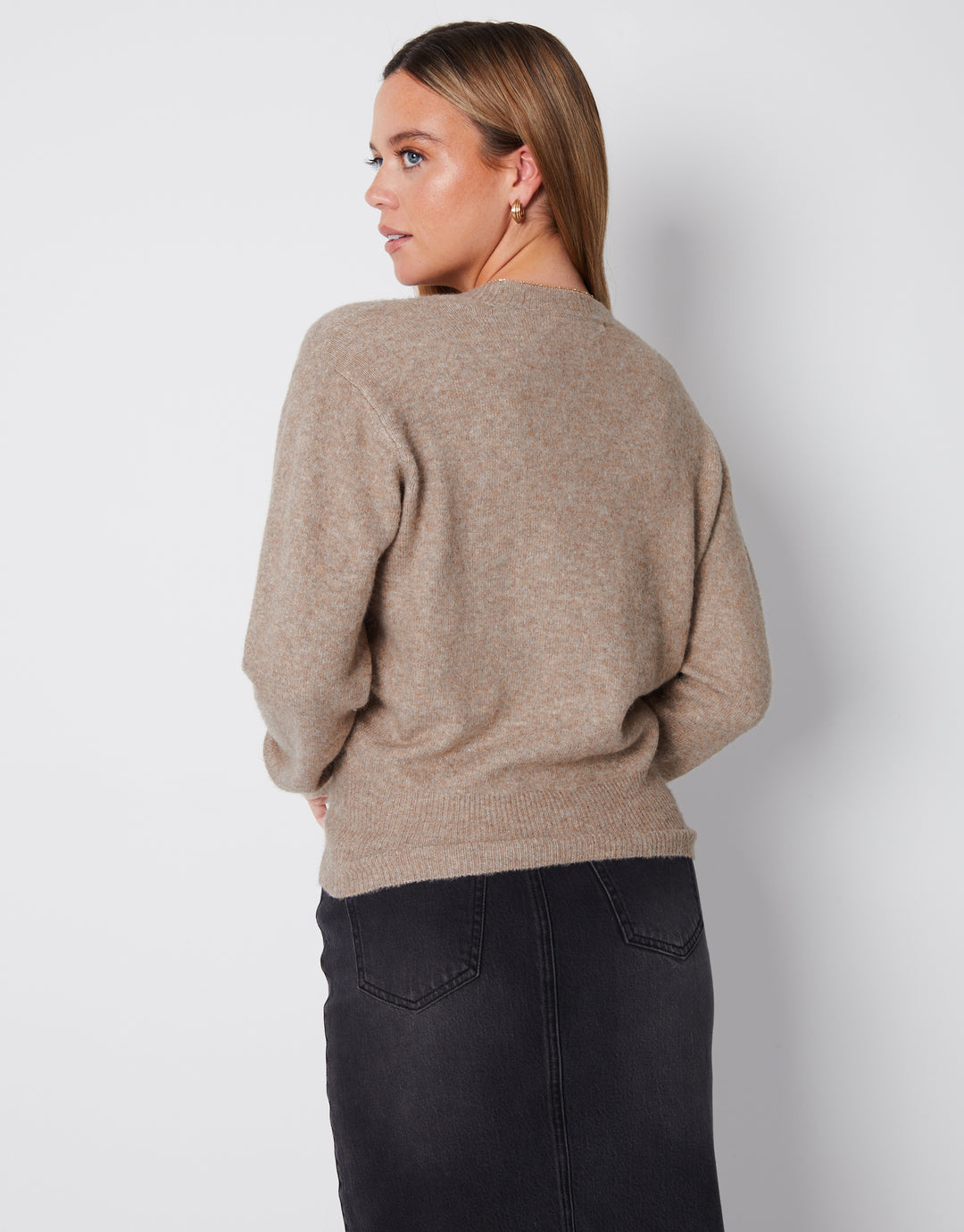 Threadbare Women's Beige Ballet Wrap Front Ladies' Knitted Jumper