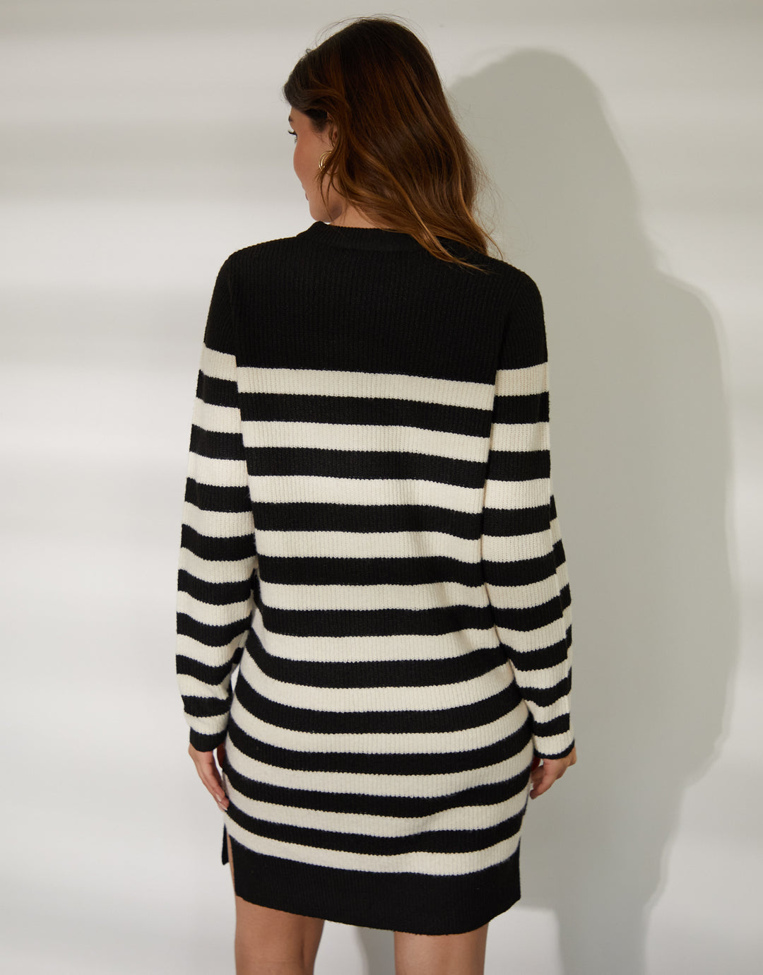 Black Striped Knitted Jumper Dress