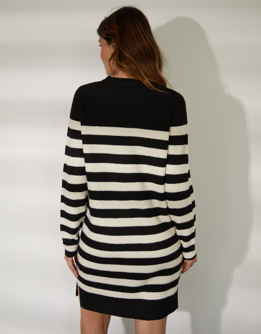Black Striped Knitted Jumper Dress