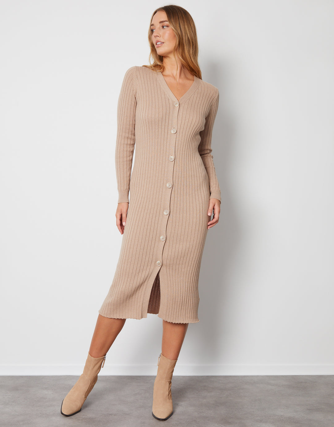 button down knitted dress Rag & Bone Pacey Button Down Knit Dress Sz M khaki $425 *919