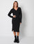 Black V Neck Knitted Midi Dress