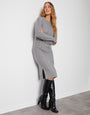 Grey Cable Knit Midi Dress