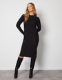 Black Cable Knit Midi Dress