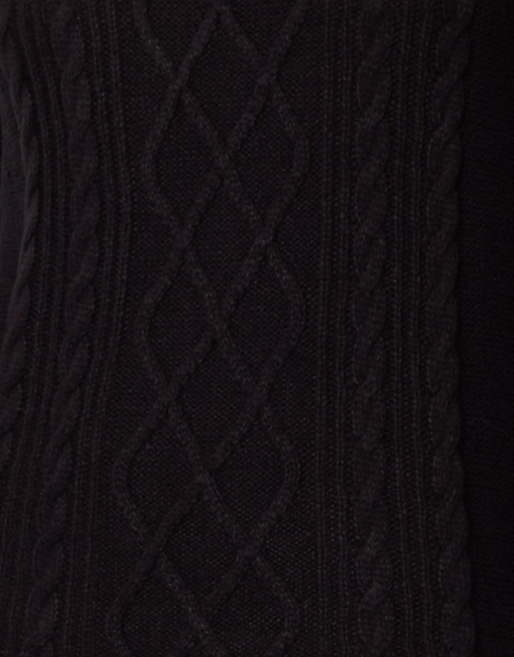 Black Cable Knit Midi Dress
