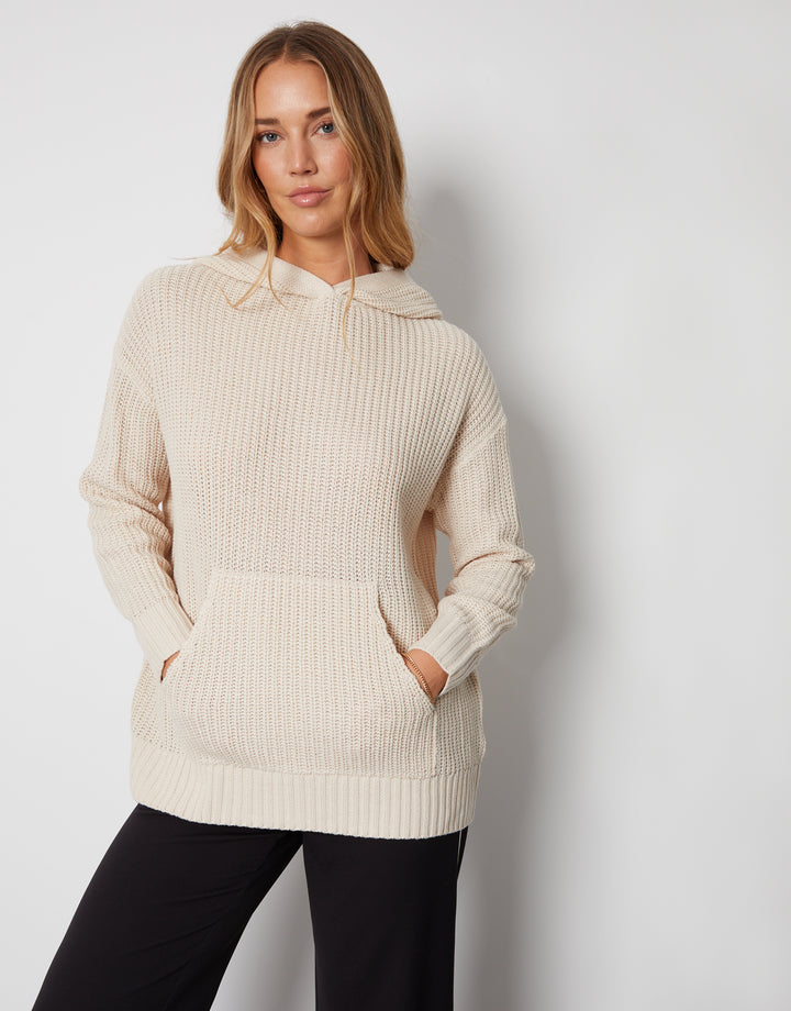 Stone Knitted Hoodie