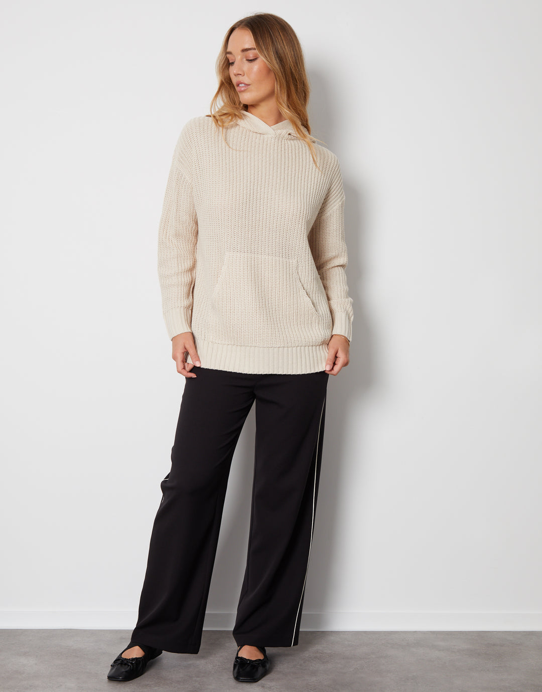 Stone Knitted Hoodie