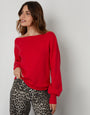 Red Soft Slash Neck Jumper