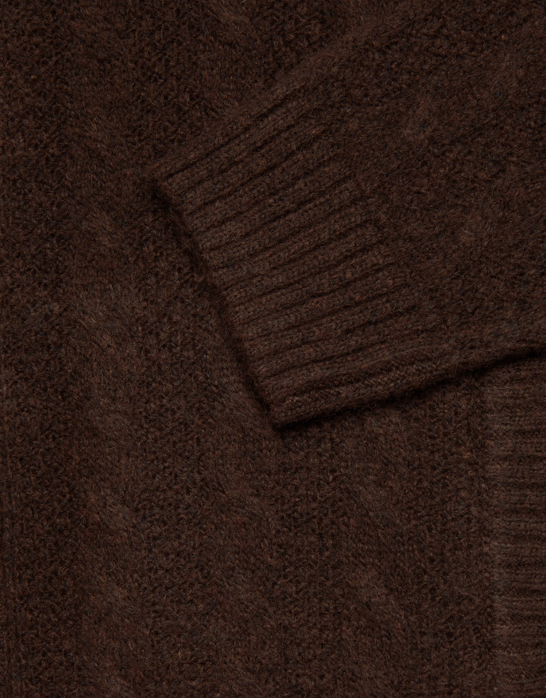 Chocolate Brown Cable Knit Zip-Up Bomber Jacket