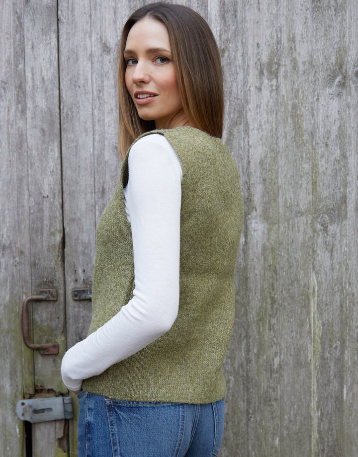Khaki Green Knitted Waistcoat