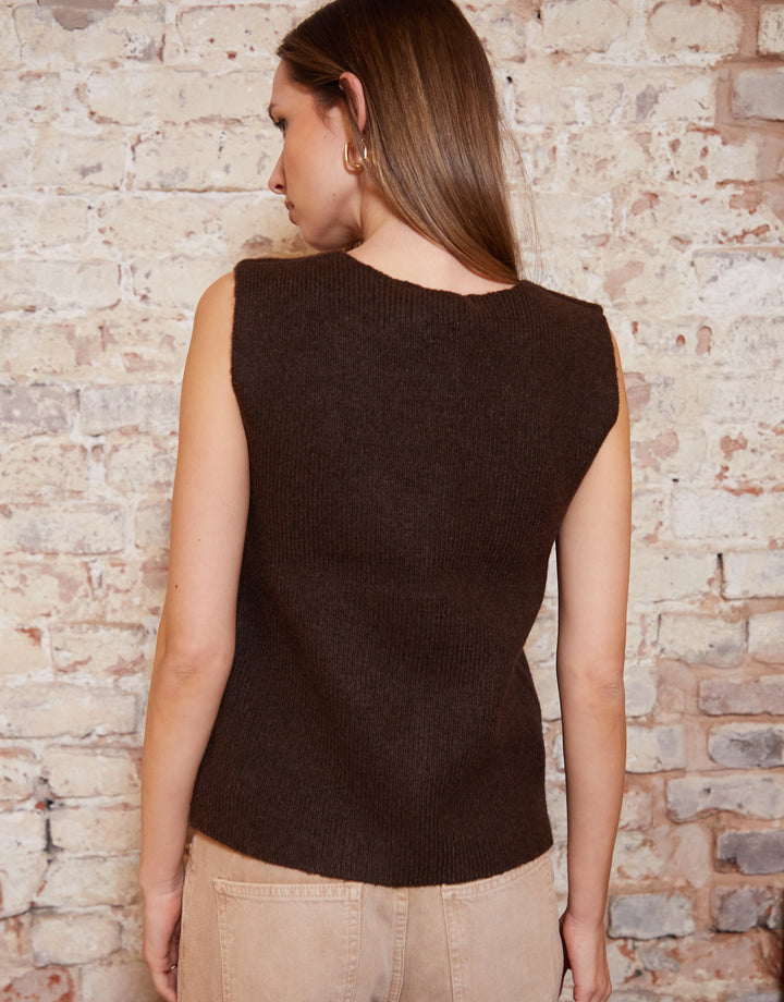 Chocolate Brown Knitted Waistcoat