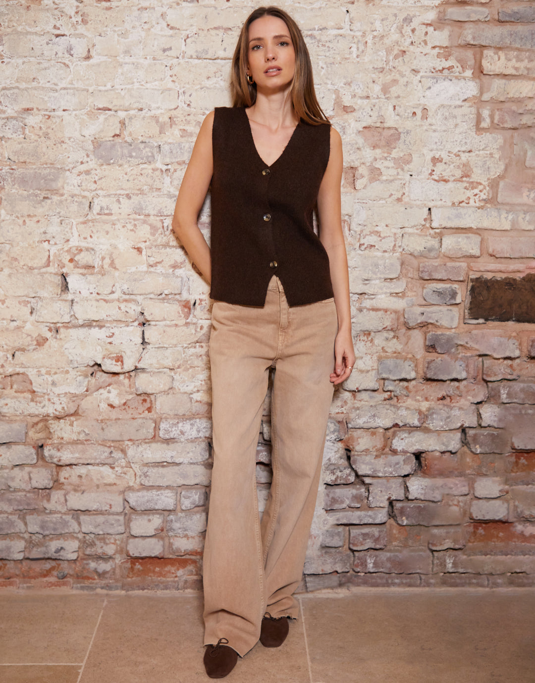 Chocolate Brown Knitted Waistcoat