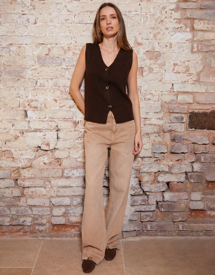 Chocolate Brown Knitted Waistcoat