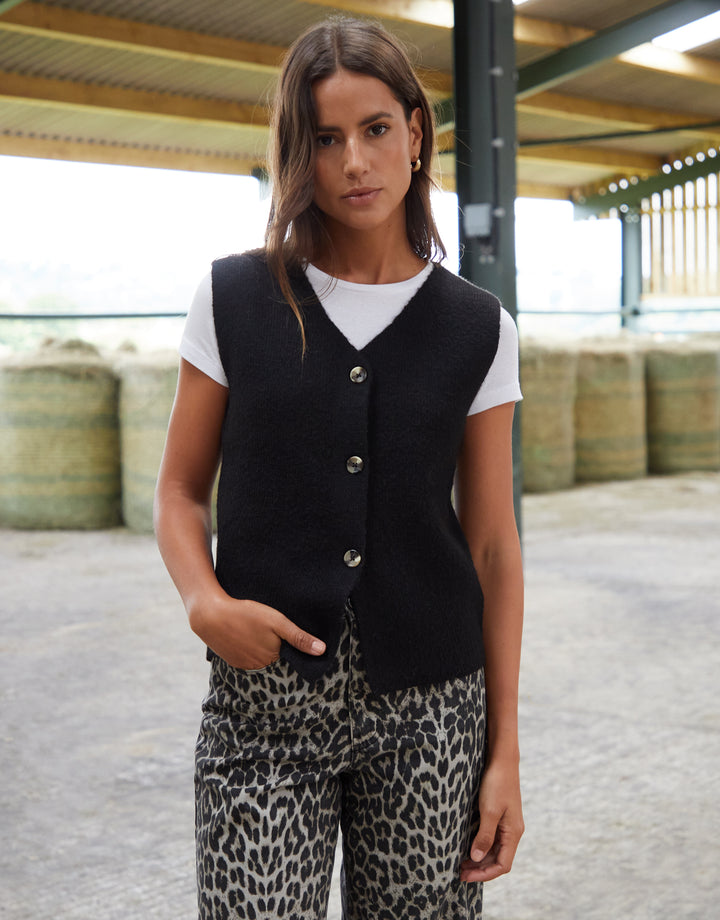 Black Knitted Waistcoat