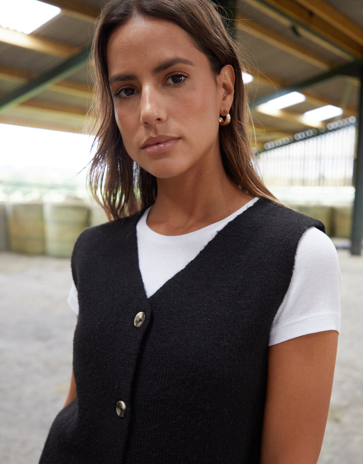 Black Knitted Waistcoat