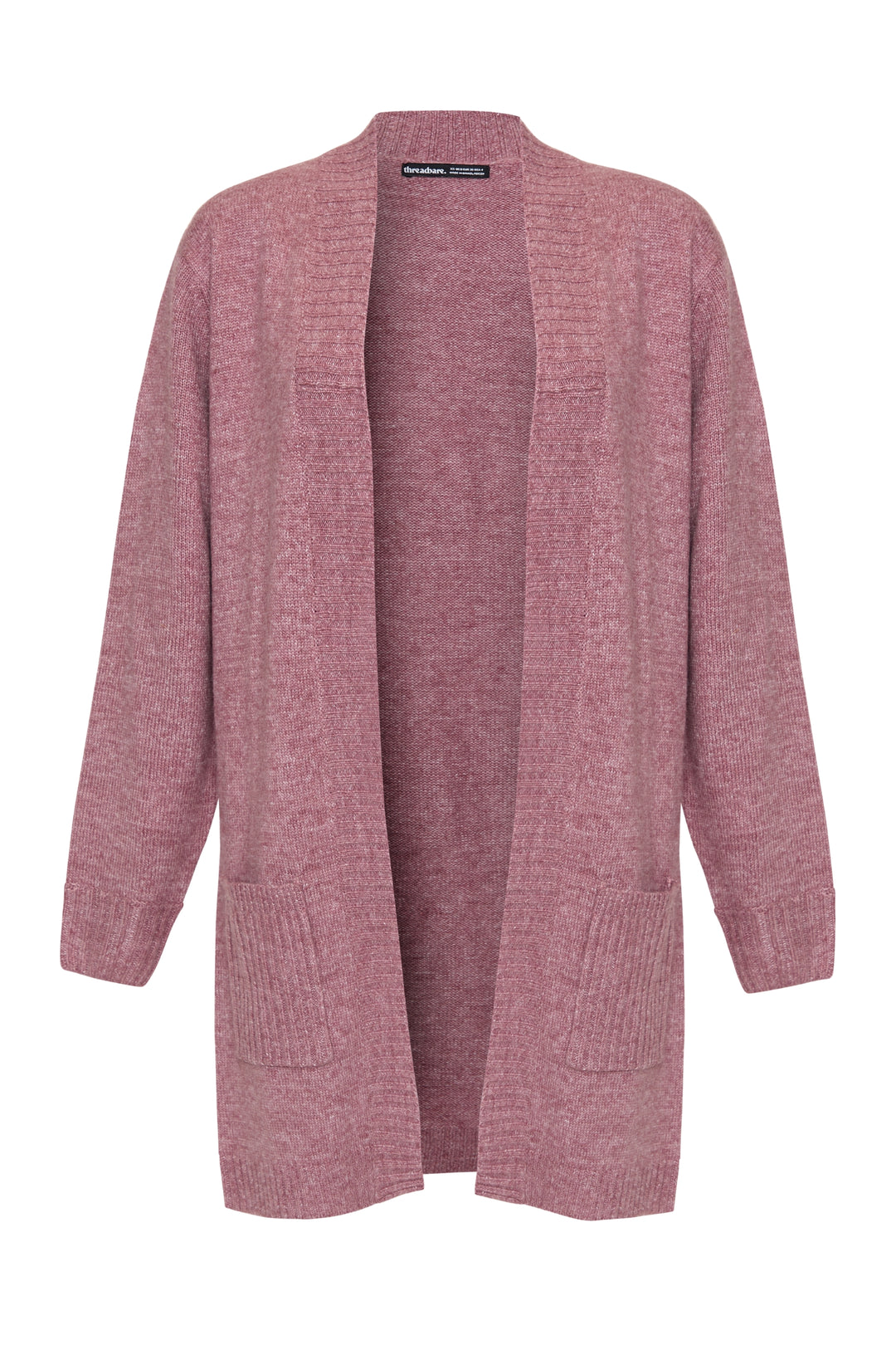 Pink Longline Knitted Open Cardigan
