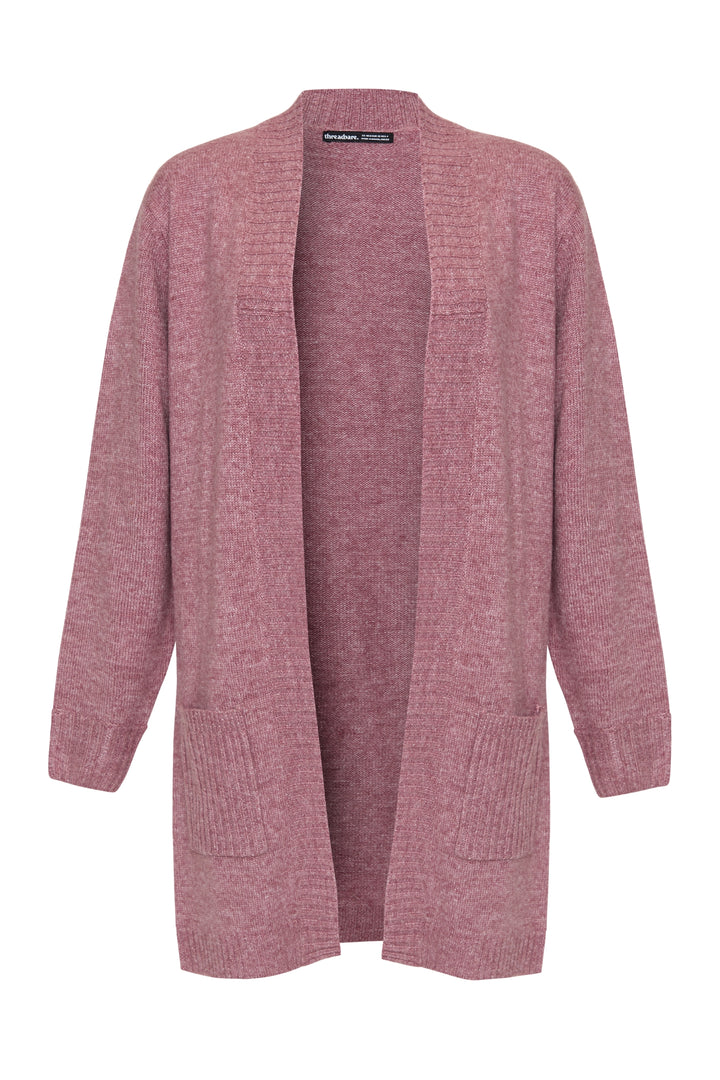 Pink Longline Knitted Open Cardigan