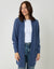 Blue Longline Knitted Open Cardigan
