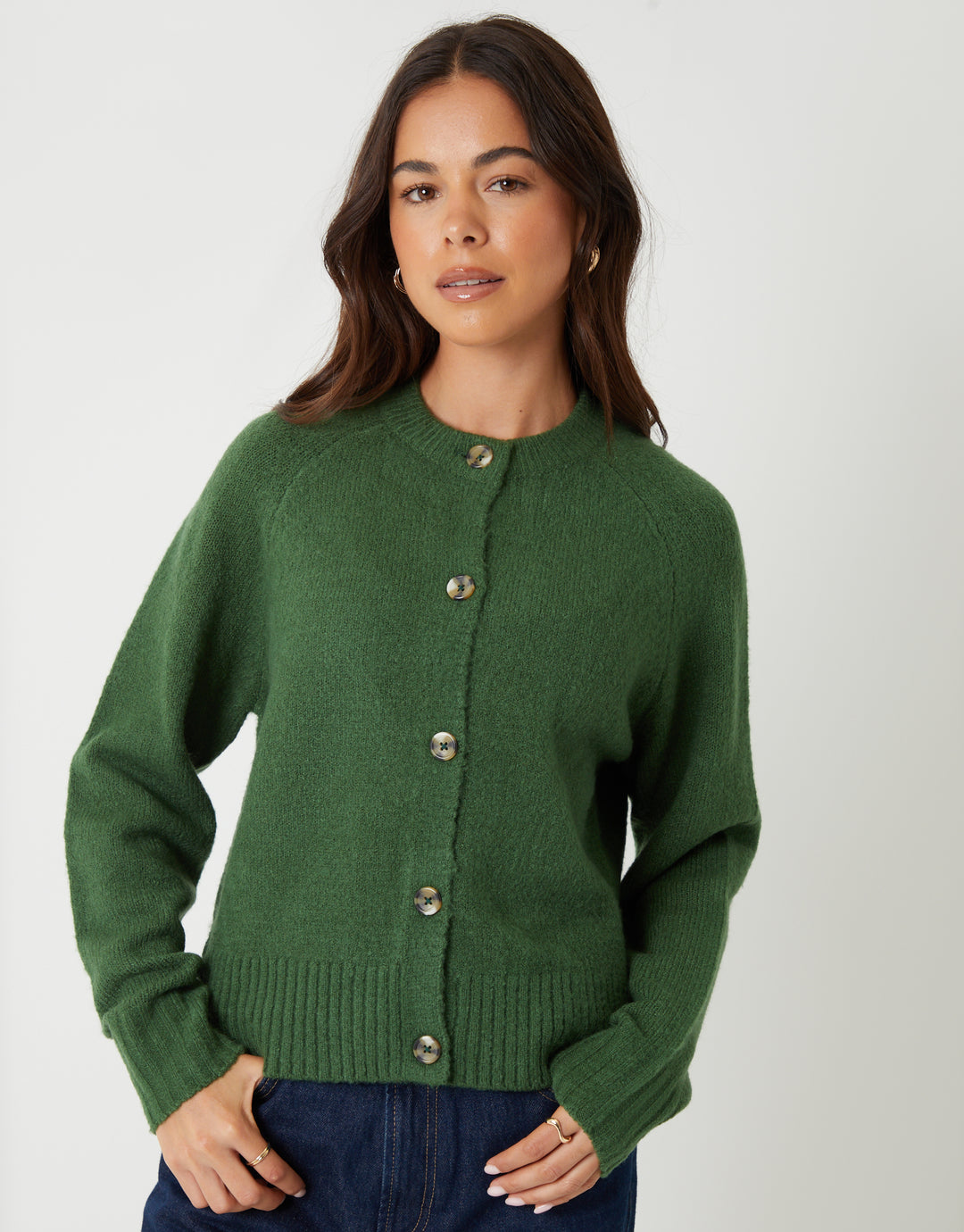 Green Button Up Knitted Cardigan