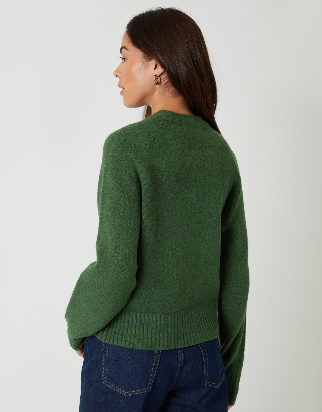 Green Button Up Knitted Cardigan