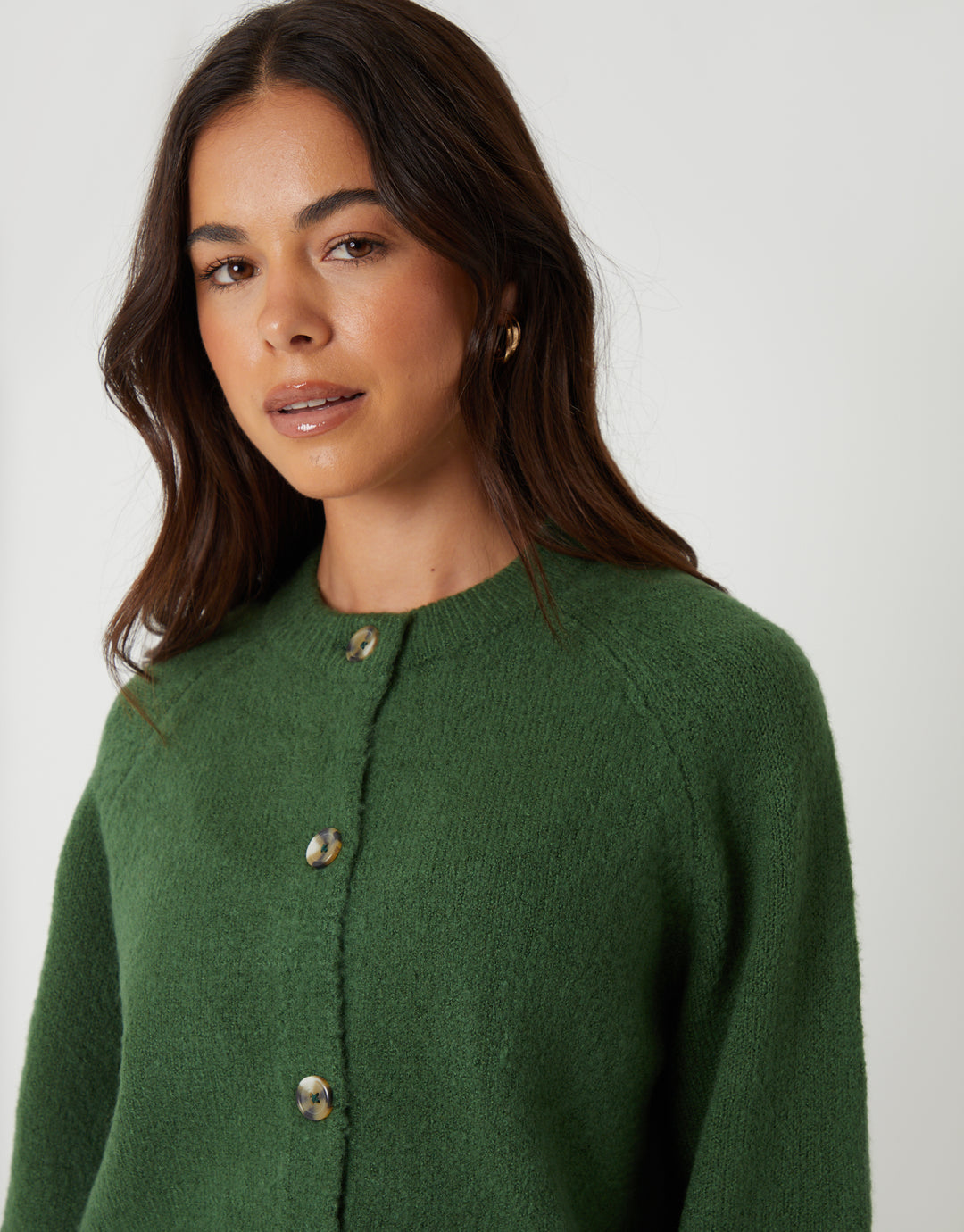 Green Button Up Knitted Cardigan
