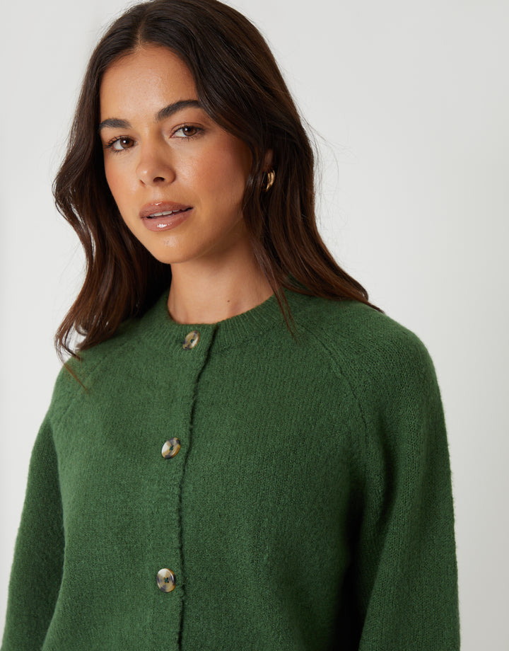 Green Button Up Knitted Cardigan