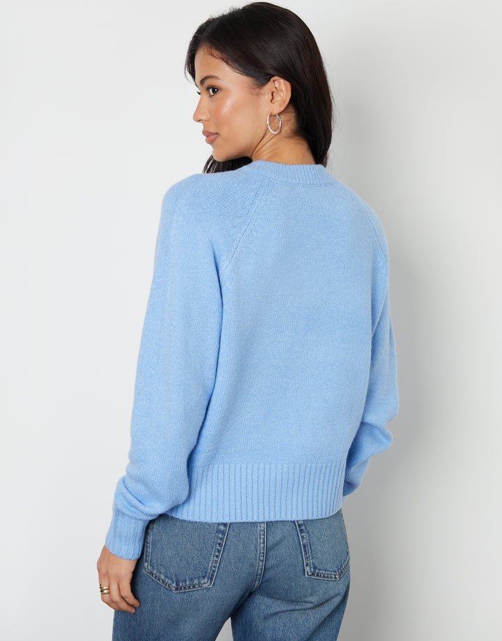Button Up Knitted Cardigan in Blue