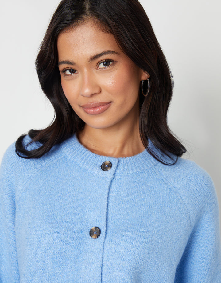 Button Up Knitted Cardigan in Blue