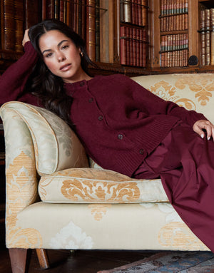 Berry Red Button Up Knitted Cardigan