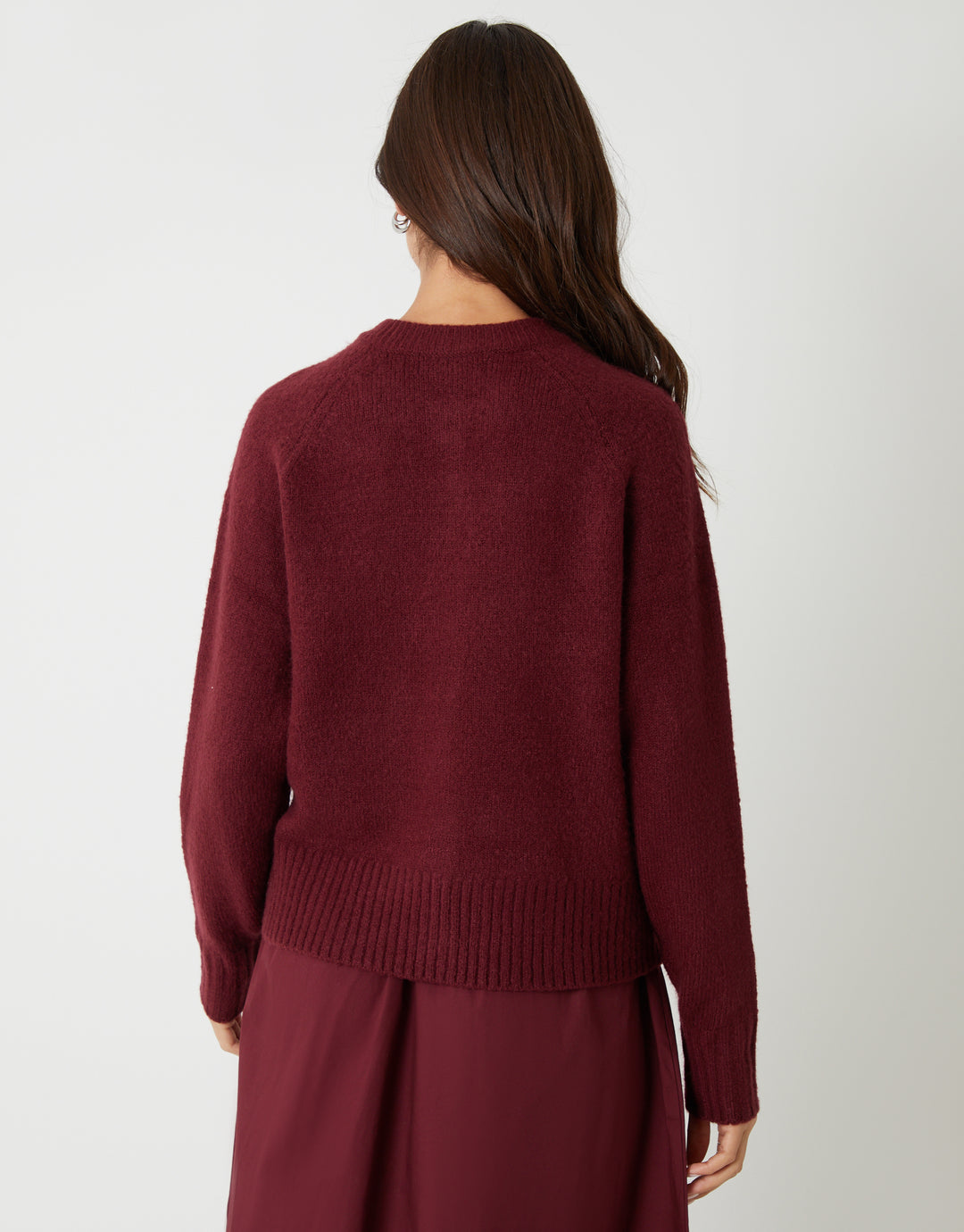 Berry Red Button Up Knitted Cardigan