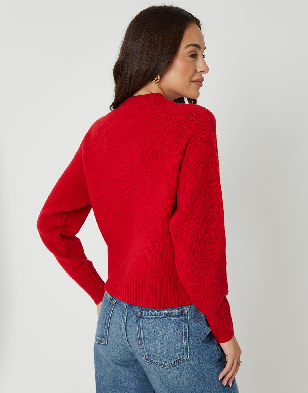 Red Button Up Knitted Cardigan