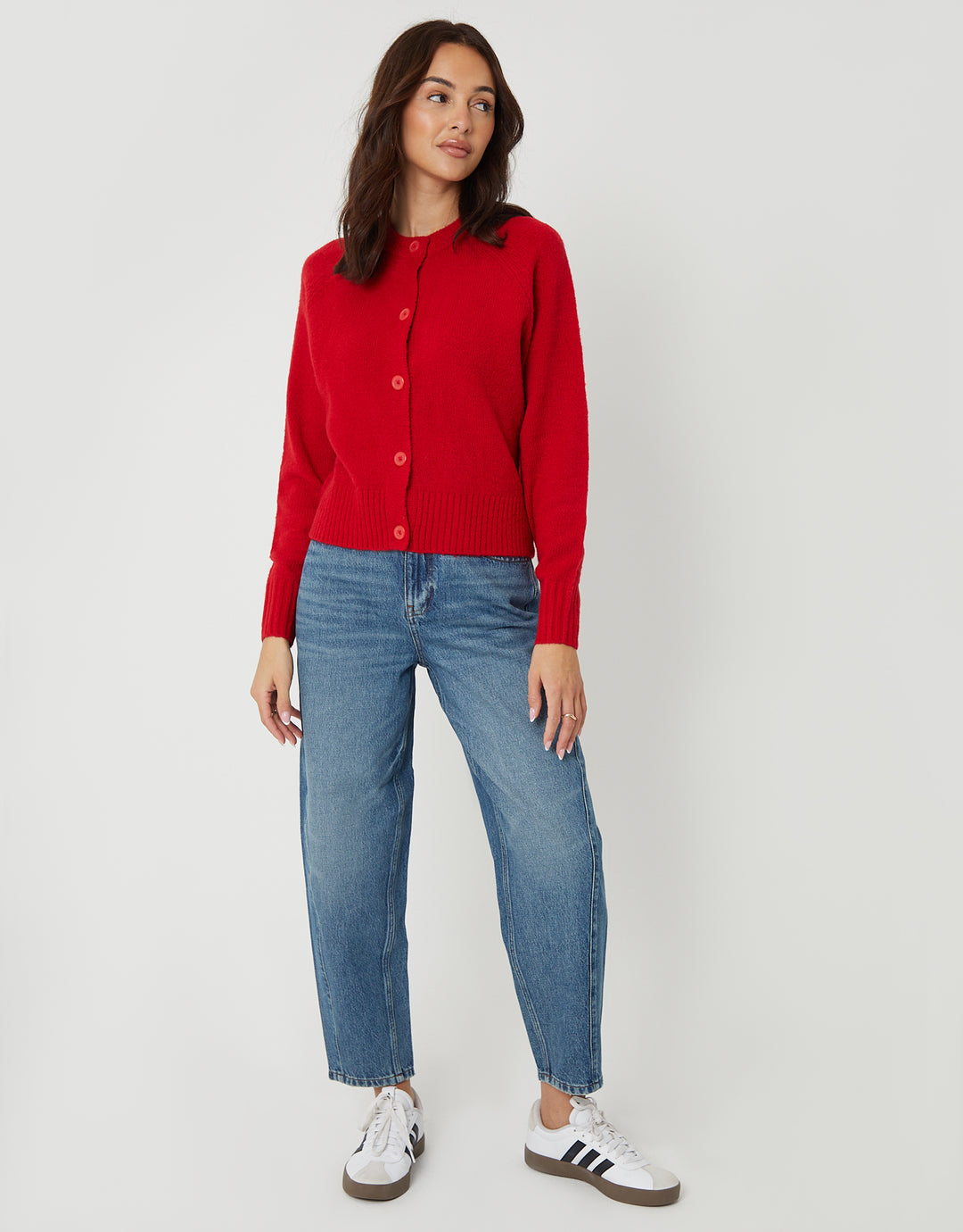 Red Button Up Knitted Cardigan