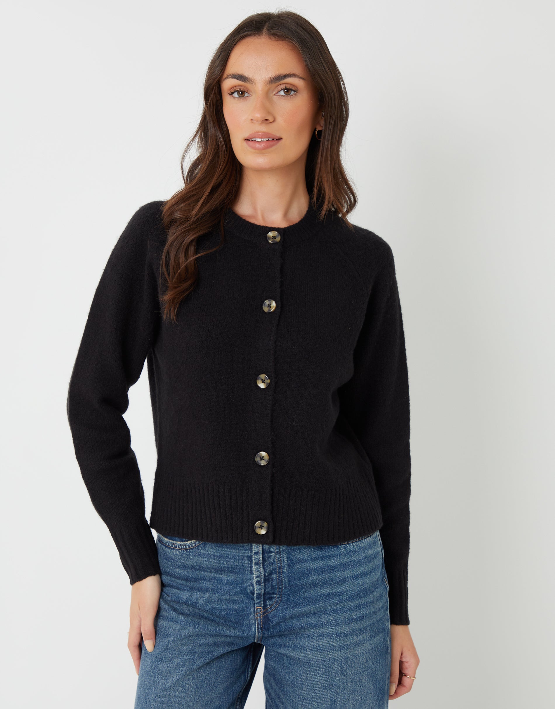 Threadbare Women's Button Up Knitted Cardigan in Black