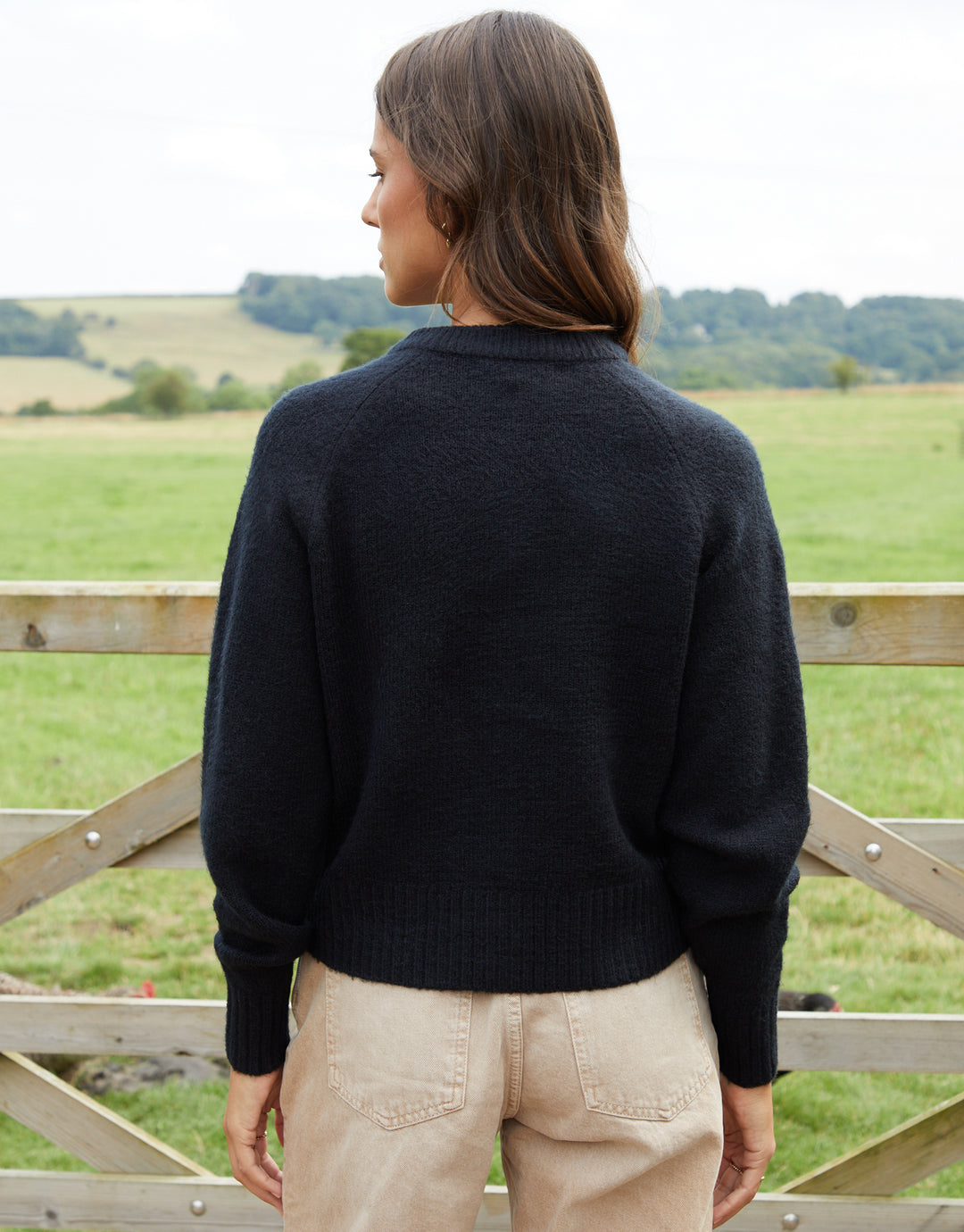 Black Button Up Knitted Cardigan