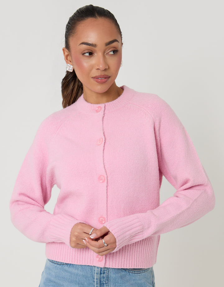 Baby Pink Button Up Knitted Cardigan
