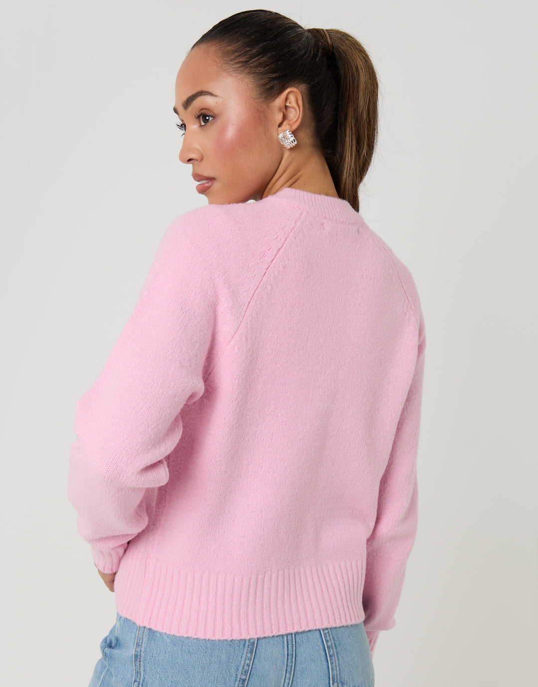 Baby Pink Button Up Knitted Cardigan