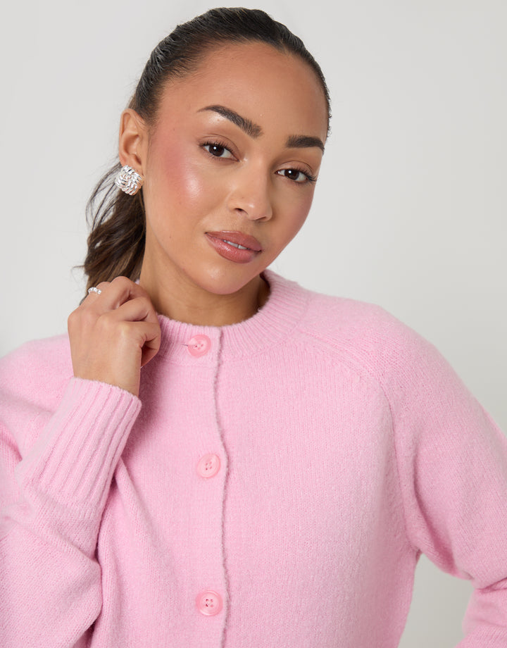Baby Pink Button Up Knitted Cardigan
