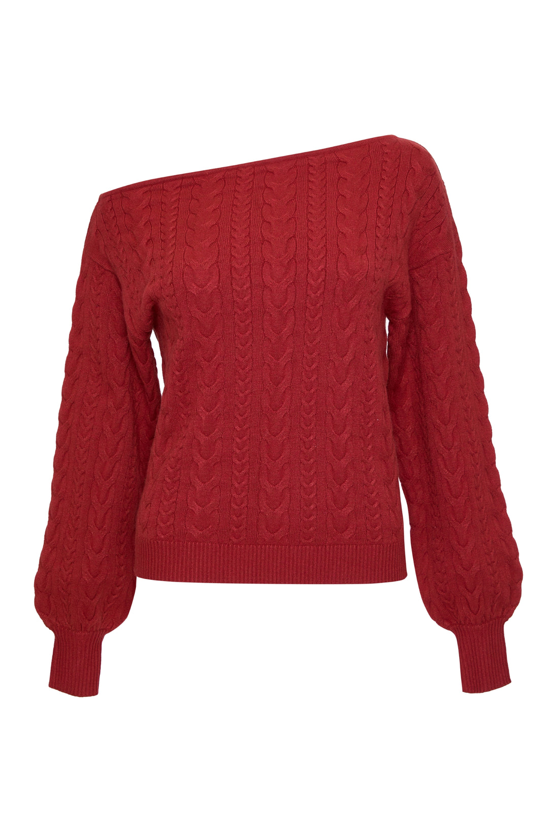 Rust Orange Cable Knit Slash Neck Jumper