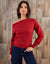 Rust Orange Cable Knit Slash Neck Jumper
