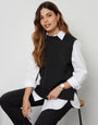 Black Basket Stitch Knitted High Neck Vest