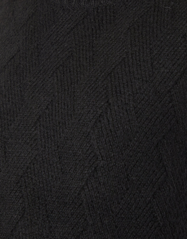 Black Basket Stitch Knitted High Neck Vest