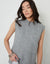 Grey Basket Stitch Knitted High Neck Vest