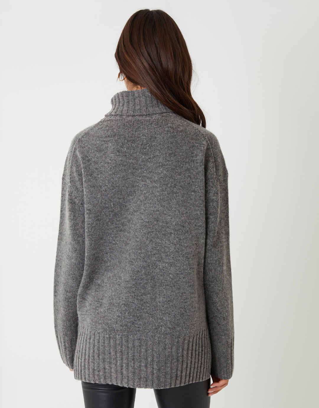 Grey Oversized Roll Neck Jumper