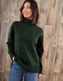 Green Oversized Roll Neck Jumper