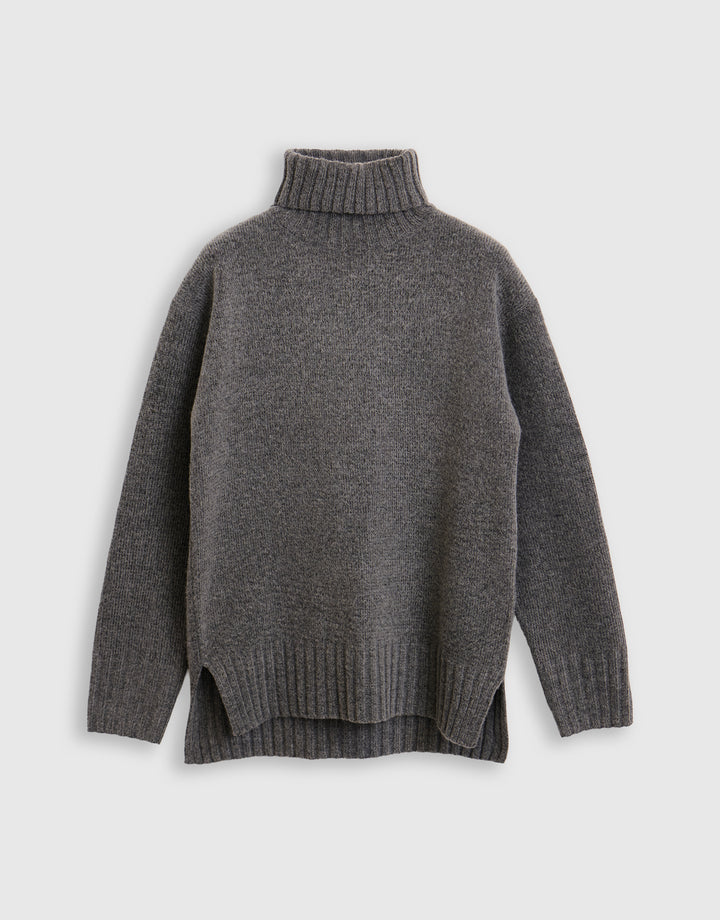 The Oversized Roll Neck Jumper in Grey
