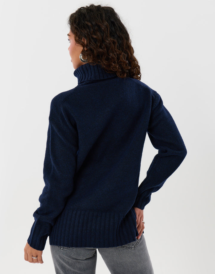 The Oversized Roll Neck Jumper in Navy