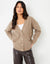 Light Brown Button Up V Neck Chunky Knit Cardigan