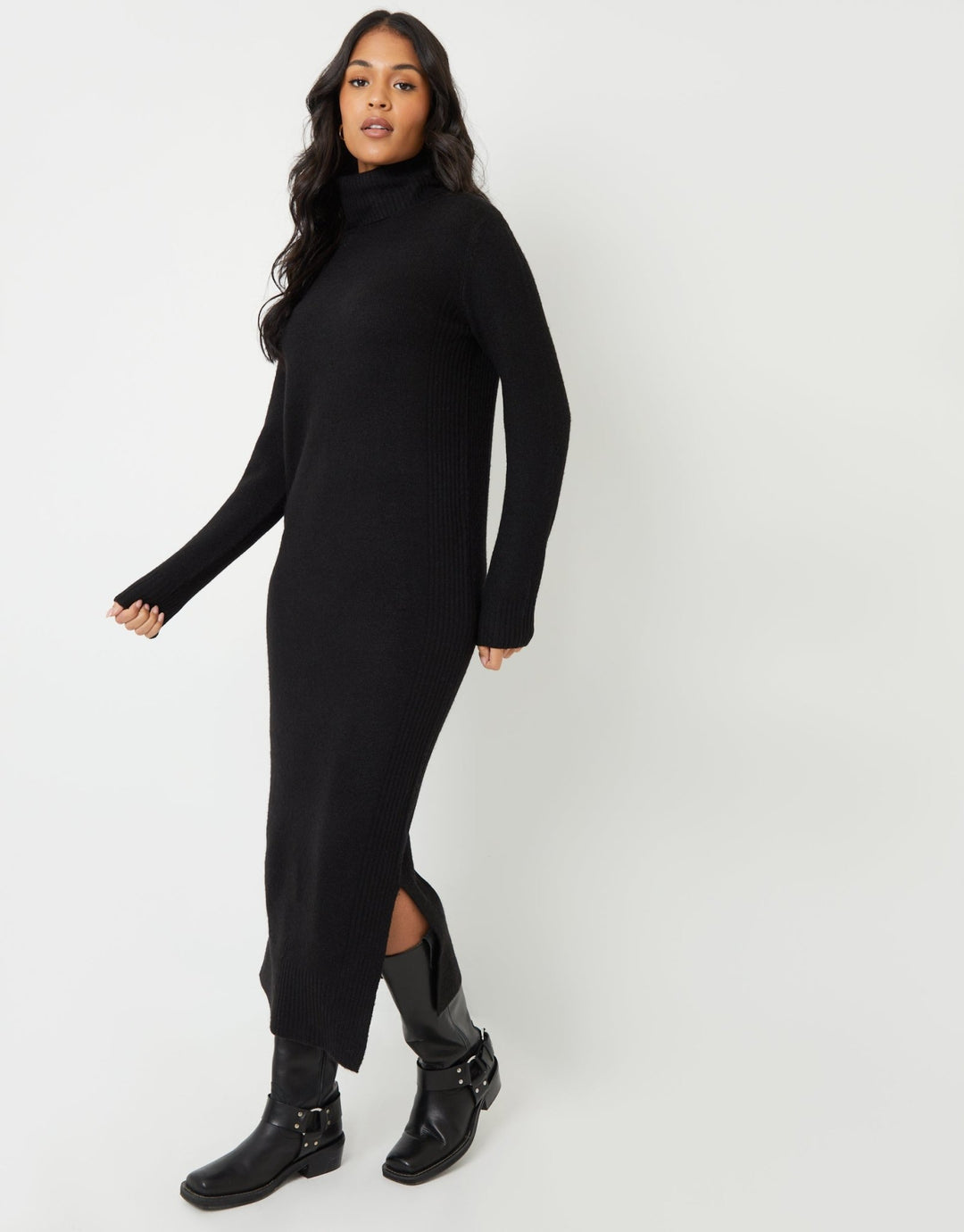 Threadbare Women s Black Knitted Roll Neck Maxi Dress threadbare-women-s-black-knitted-roll-neck-maxi-dress