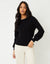 Contrast Edge Balloon Sleeve Jumper in Black