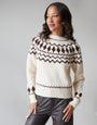Ecru Fairisle Crew Neck Chunky Knit Jumper