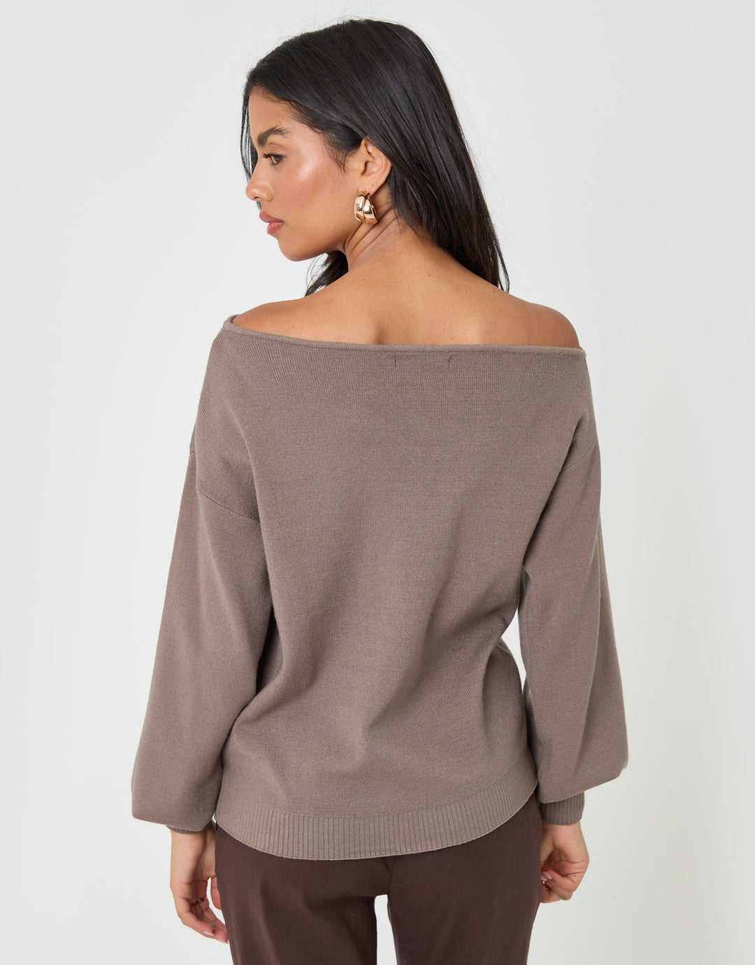 2 Pack Soft Slash Neck Jumpers in Black & Mocha